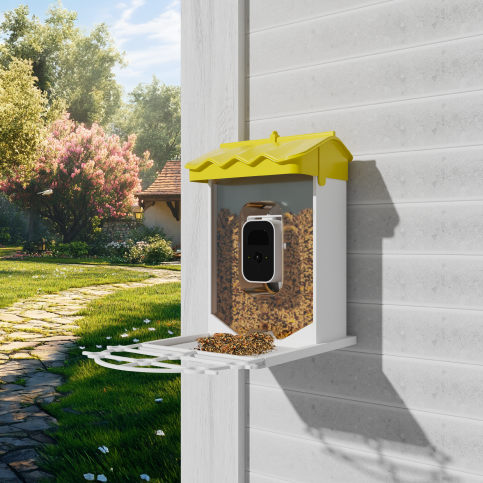 Smart Solar Bird Feeder with Camera - AI Bird Recognition, 1080P HD Camera, 4MP Photos, Night Vision, 2L Food Capacity, Solar-Powered, 5000mAh Battery, IP65 Waterproof